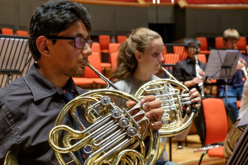 KES:KEHS Symphony Orchestra rehearsing Romany Wood at Symphony Hall (5), horns