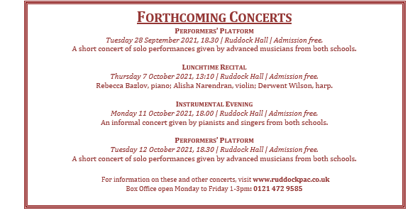 The Miss Margaret Davis Memorial Recital programme 23 September