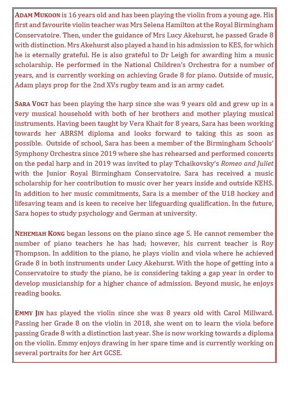 Lunchtime Recital King Edward's School King Edward VI High School 